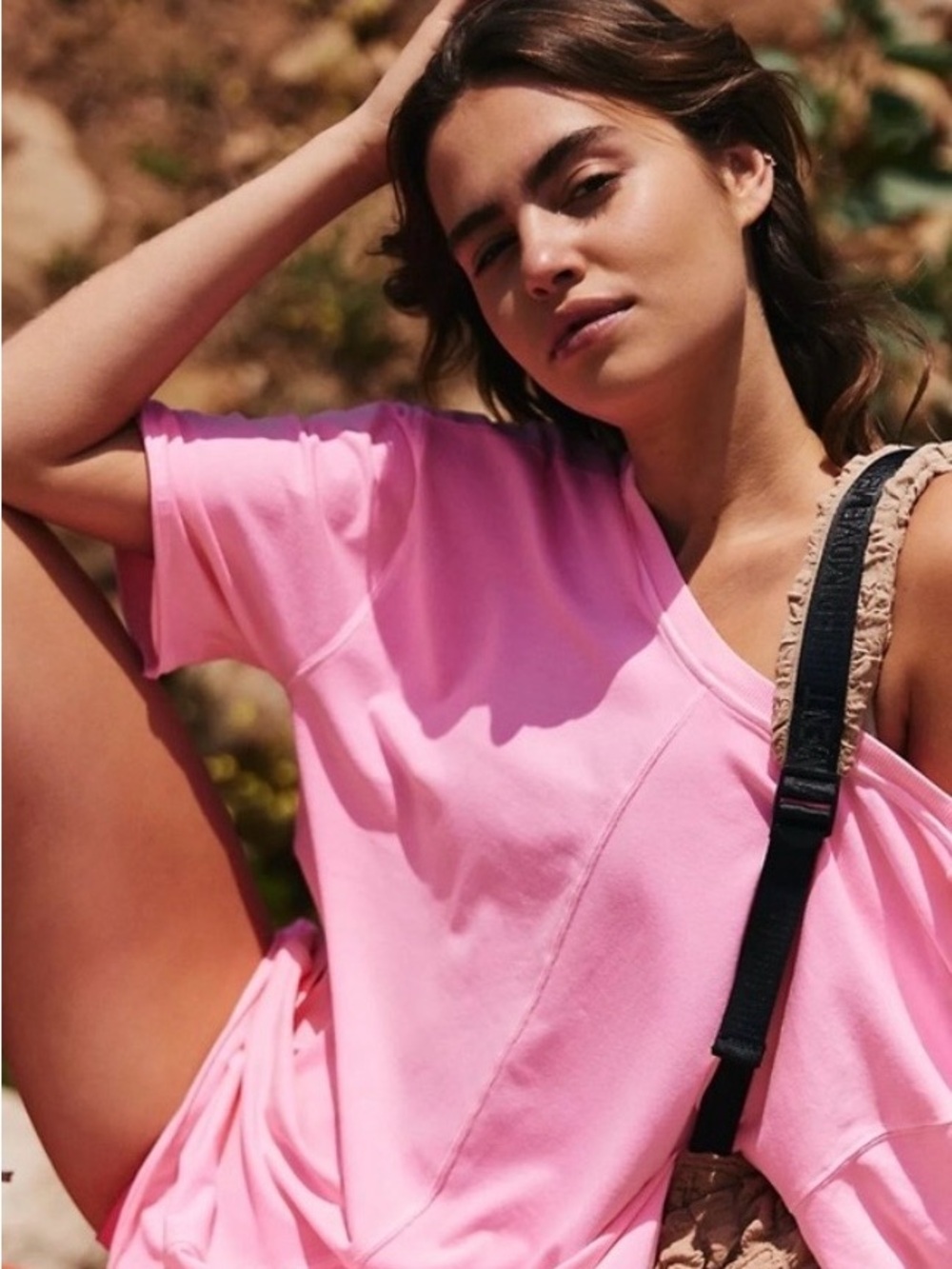 Free people hot shot t shirt romper pink lemonade- large